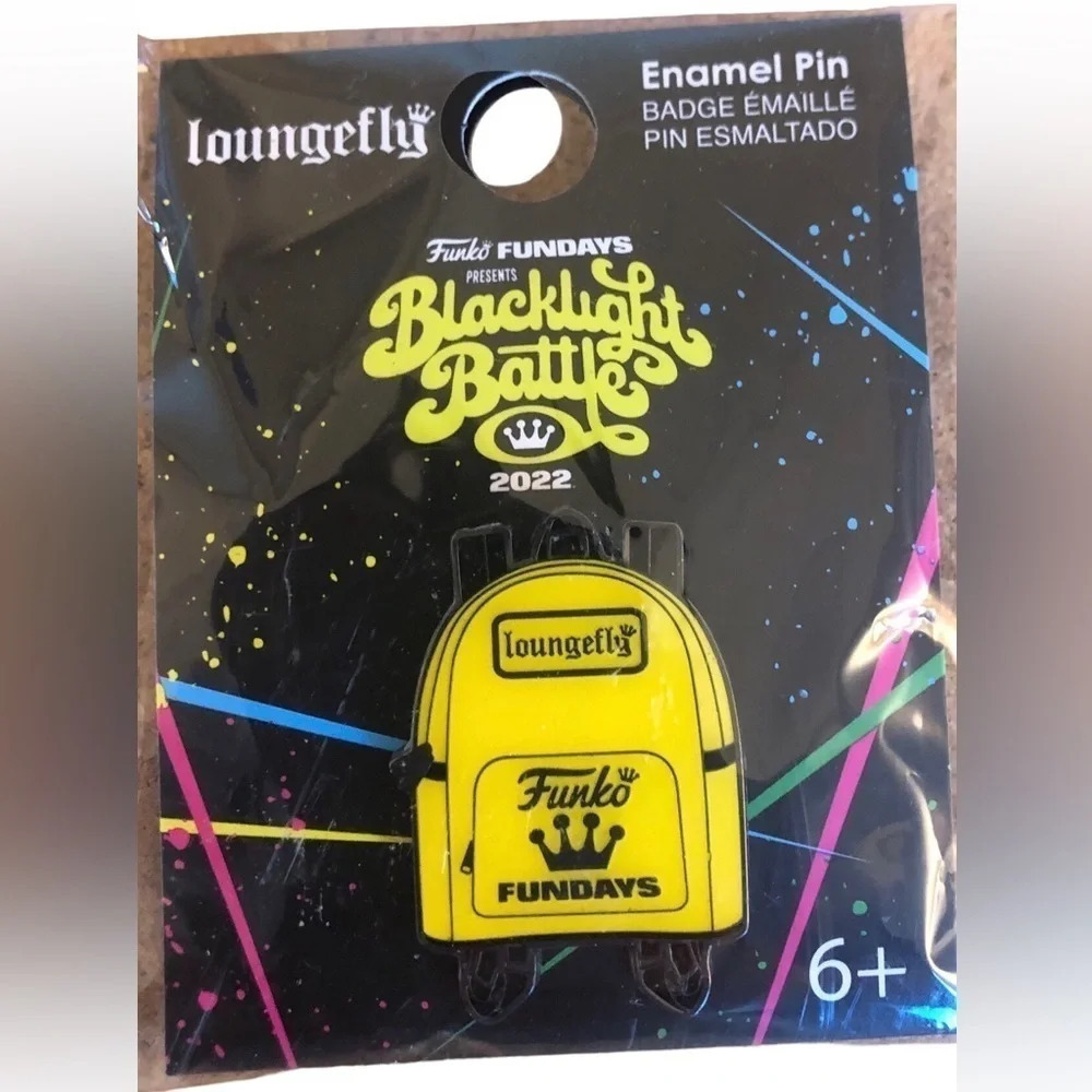 Loungefly black light battle funko fundays yellow back pack enamel pin gift